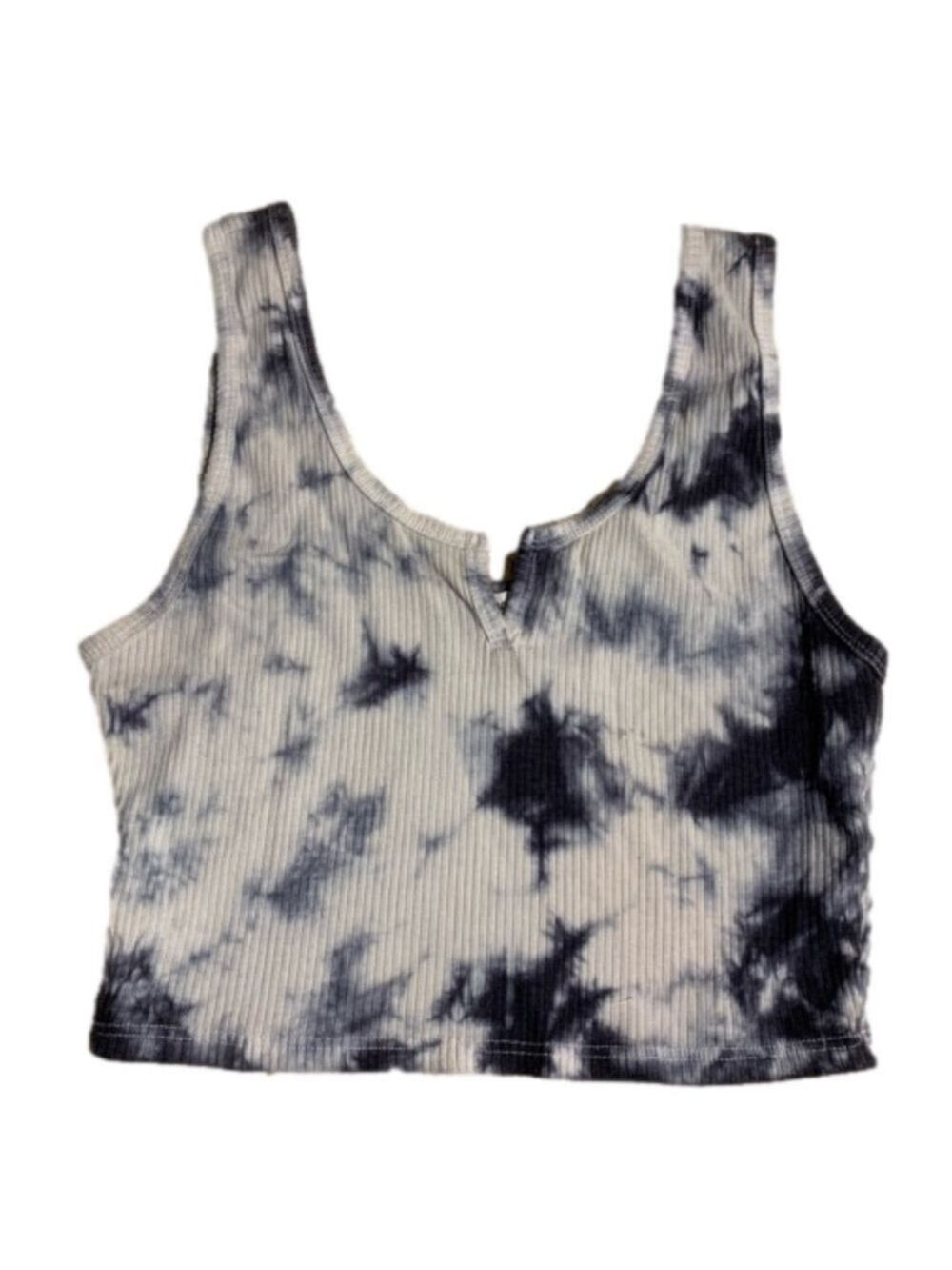 Garage grey and white ribbed cropped tank top size small